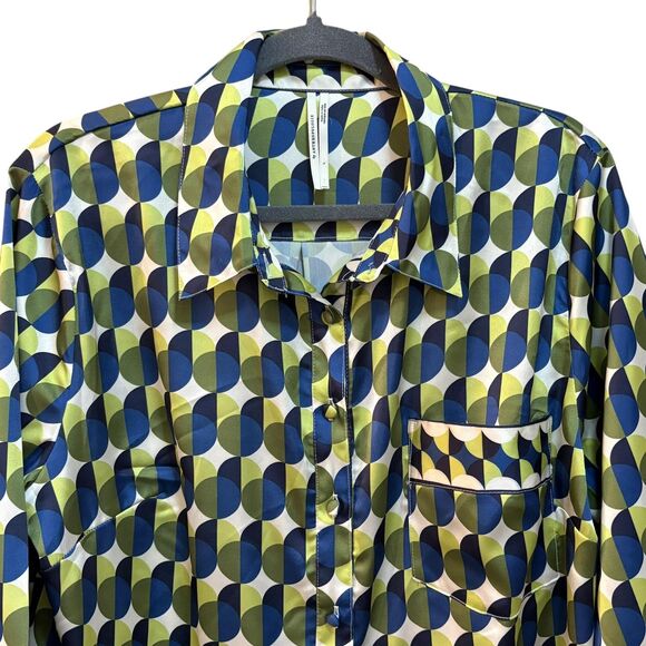 Anthropologie Shirt Womens Large Multicolor Geometric Button Up 3/4 Sleeve Top - Picture 3 of 7